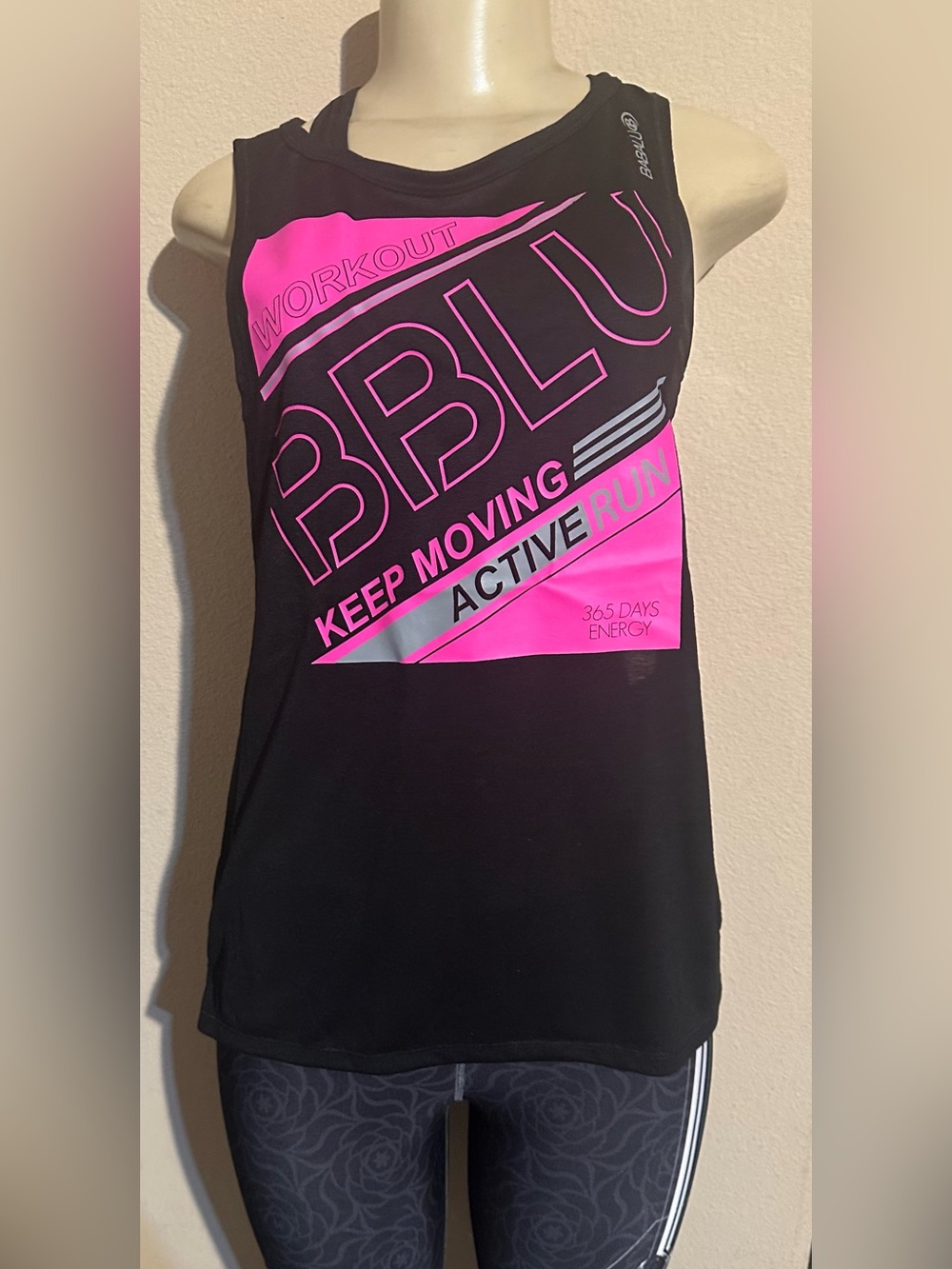 Women's Black Tank Top with Hot Pink Graphic